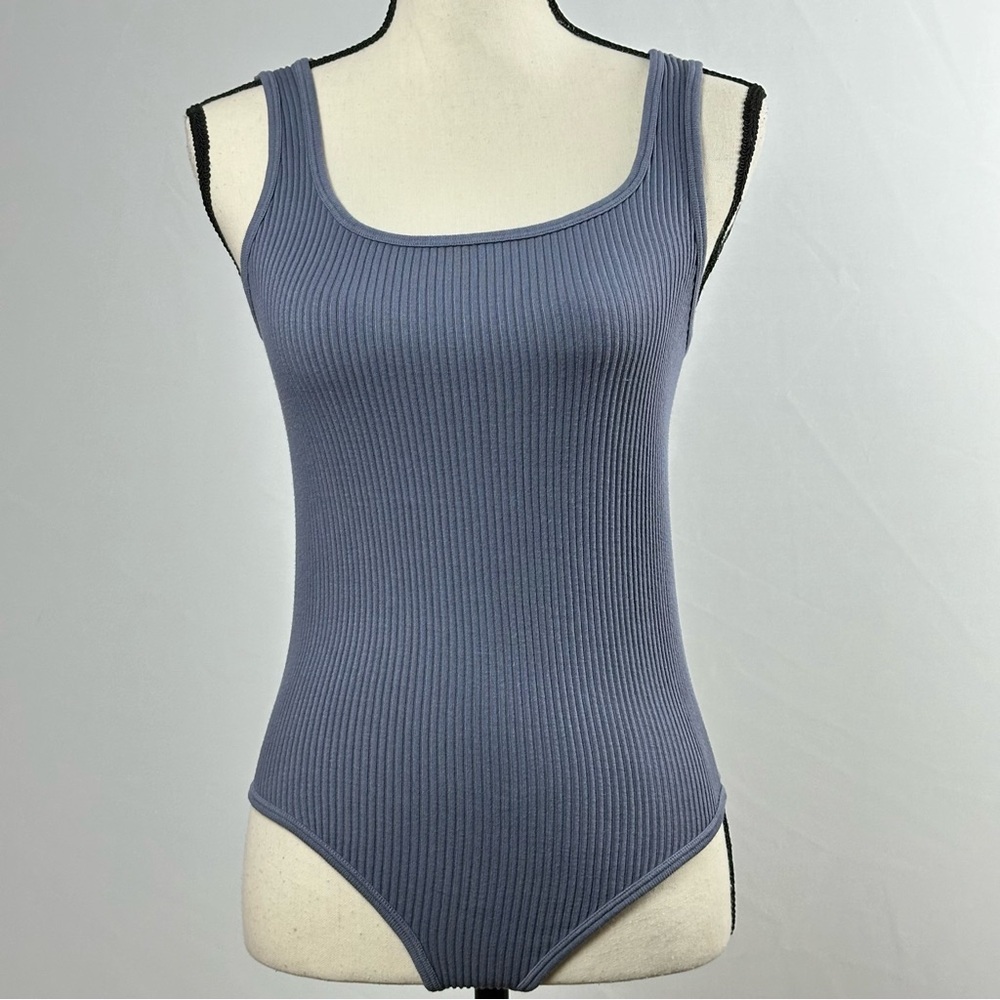 Love Charm ribbed tank body suit in slate blue - size medium
